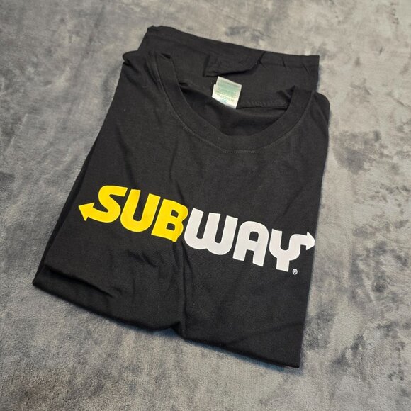 Subway Shirt Mens Large Black Graphic Logo Short Sleeve Crewneck Advertising - Picture 3 of 9